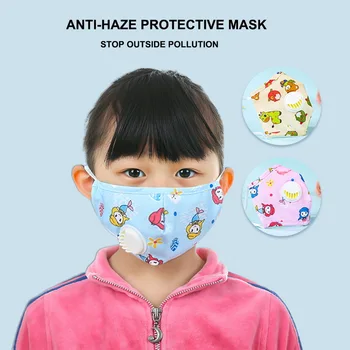 

Mouth Mask Cartoon Printing Dustproof Breathable Kid Cotton Mouth Face Nose Masks Cover With Filter Respirator Anti-Dust