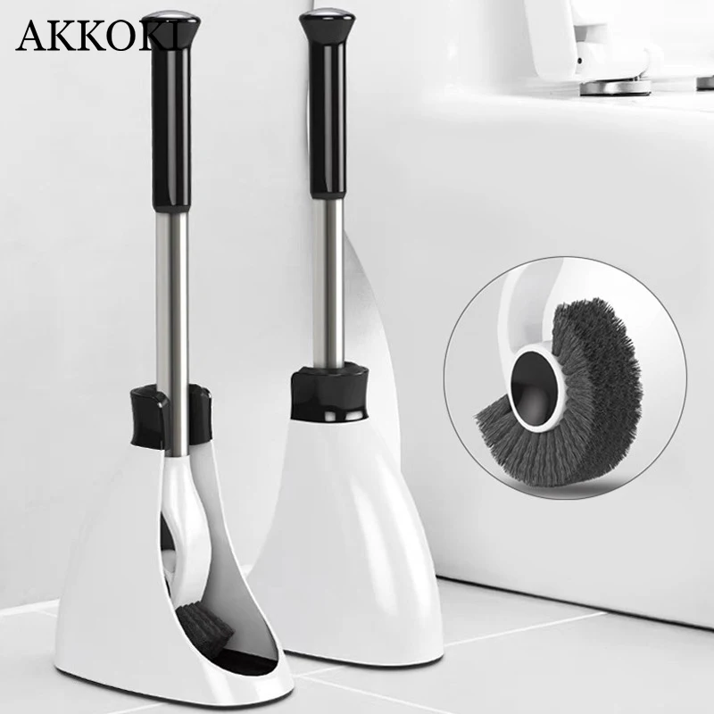 Toilet Cleaning Brush Stainless Steel Handle Holder Floor-Standing with Base Bathroom Accessories WC Decoration Set Tools image_0