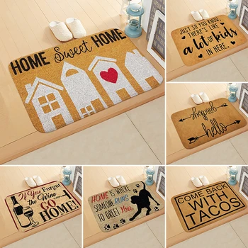 

Vintage Flannel Door Mat Letter Words Pattern Floor Mat Rugs 40X60CM Non-slip Doormats for Outdoor Bathroom Kitchen Carpets