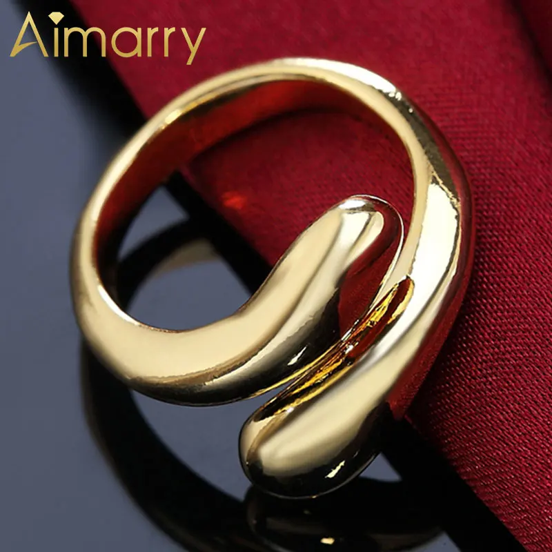 Aimarry 925 стерлингового серебра 18K золото висячие серьги кольцо регулируемые кольца