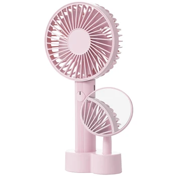 

Mini Portable Handheld Fan With Makeup Mirror, 2000mah Rechargeable Battery Operated Electric Personal Fan For Office, Home, Tra