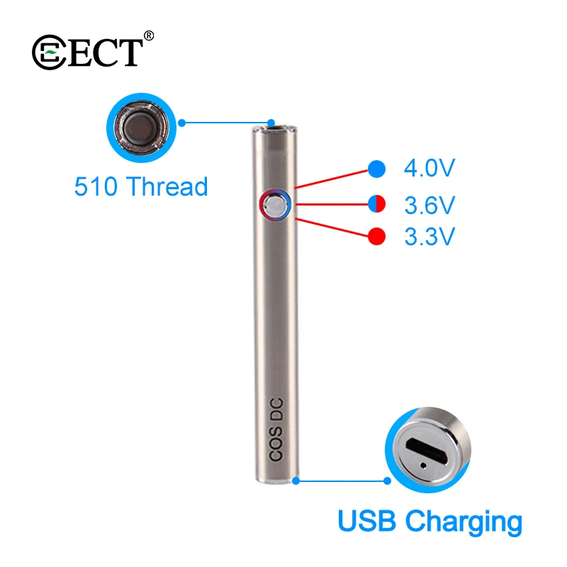 Аккумулятор для электронной сигареты ECT COS DC 450 мАч стандартный бокс мод с USB