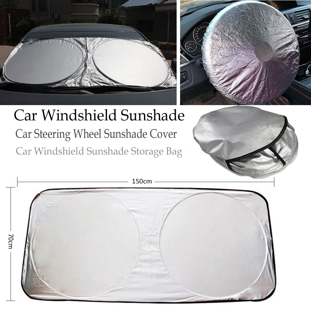 

Silver 59*27.5in Car Front Windshield Sunshade Window Sun Shade Protection Autos Windscreen Cool Down Cover Foldable Styling