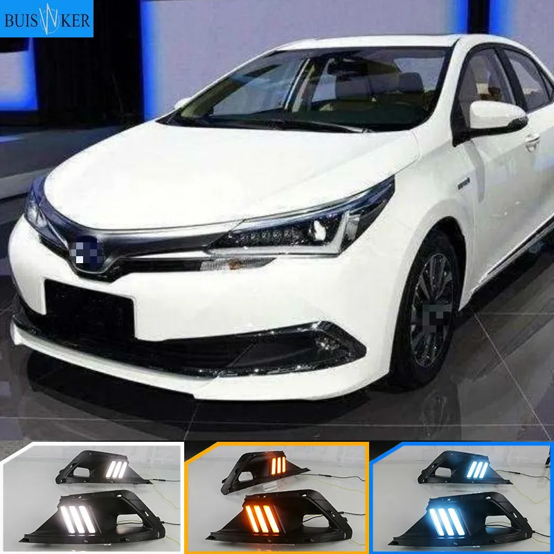 

Противотуманные фары для Toyota Corolla 2016 2017 2018 DC 12 В ABS DRL с желтыми указателями поворота Автомобильные светодиодные дневные ходовые огни