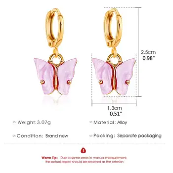 

12 Colors Butterfly Drop Earrings Tiny Dainty Mini Butterfly Hoop Earrings Set P0RF