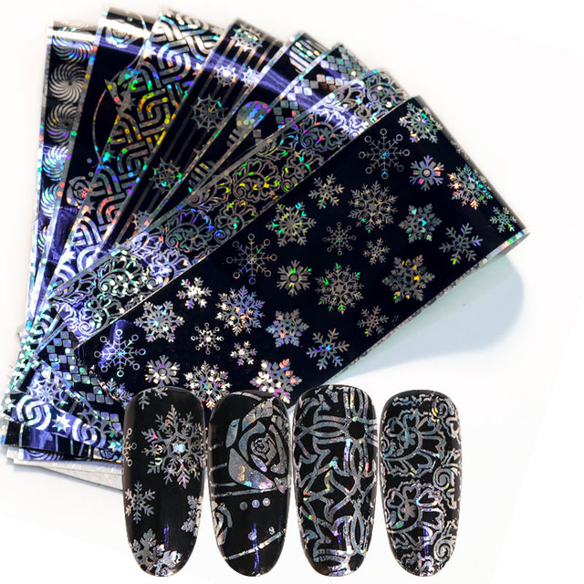 pieces Set Nail Leaf Stickers Varnish Mix Rose Flower Transfer Foil Nails Decal Cursors For Nail Art Decoration Manicure Desi