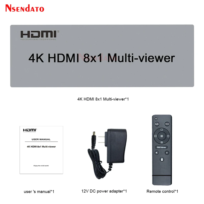 HDMI Quad Multi Viewer 4k 8X1 Video Switcher 8 In 1 Out HDMI Seamless Switch Multi-Viewer PIP Display Screen Divider Converter