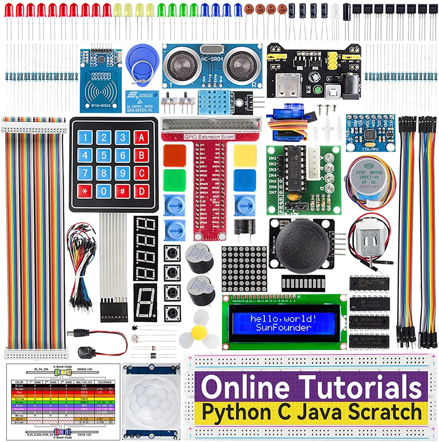 Sunfounder Starter Kit Para Raspberry Pi Scratch Node Python C Java 100 ...