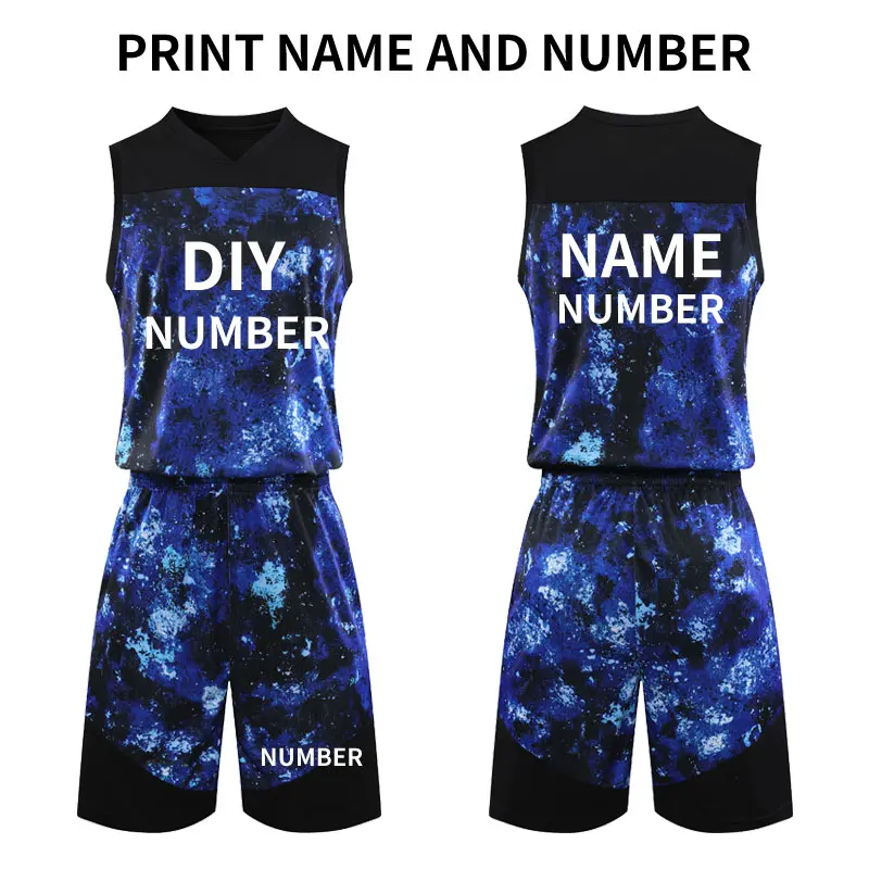 blue DIY Youth Cheap college Basketball Jerseys Breathable Throwback custom Outdoor Running Training basketball jerseys shorts - Цвет: blue DIY