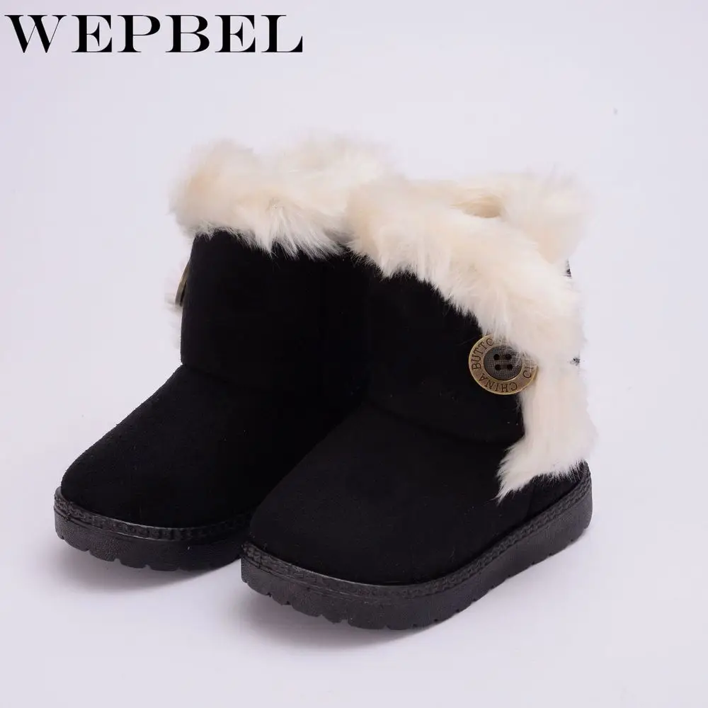 WEPBEL/зимние детские ботинки; толстая теплая обувь с хлопковой подкладкой; замшевые ботинки с пряжкой для мальчиков и девочек; зимние ботинки для мальчиков; детская обувь
