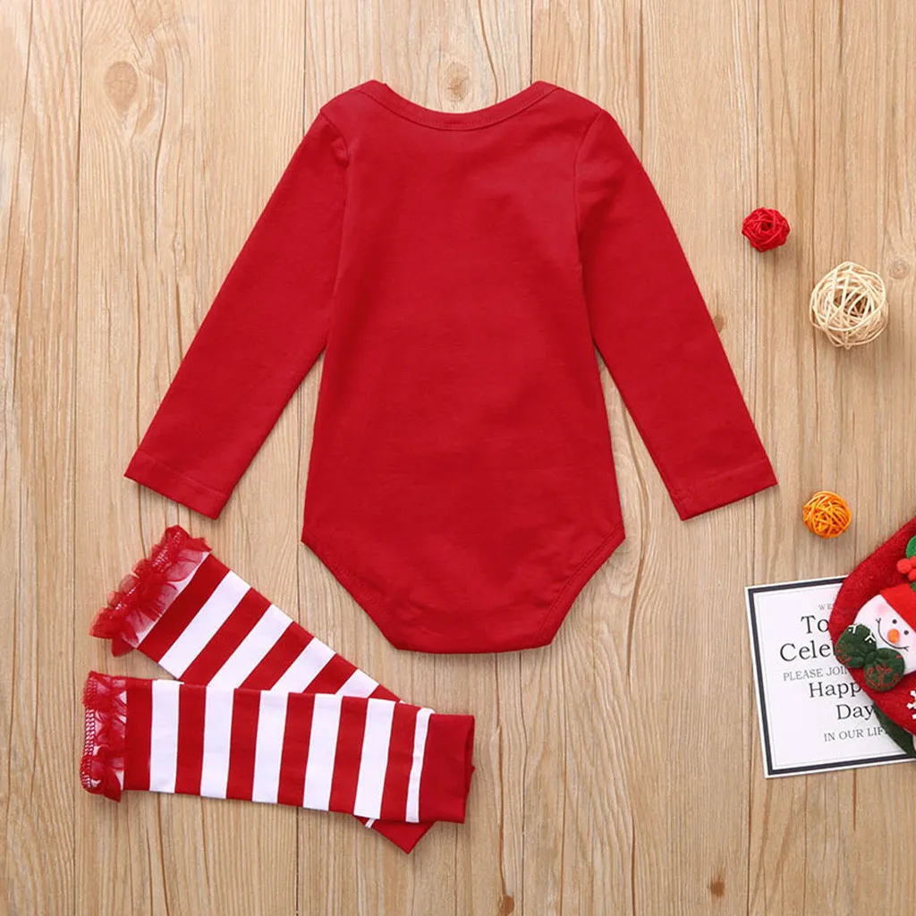 Рождественский костюм для новорожденных девочек и мальчиков; комбинезон с надписью «Санта»; гетры; костюм для новорожденных; новогодние вечерние костюмы; коллекция года; детская зимняя одежда; 19Sep