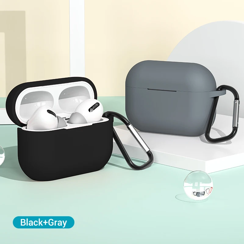 TOPK чехол для наушников для Airpods Pro Чехол Силиконовый защитный беспроводной Bluetooth наушники сумка для Apple Airpod Pro 3 Чехол - Цвет: Black and Gray