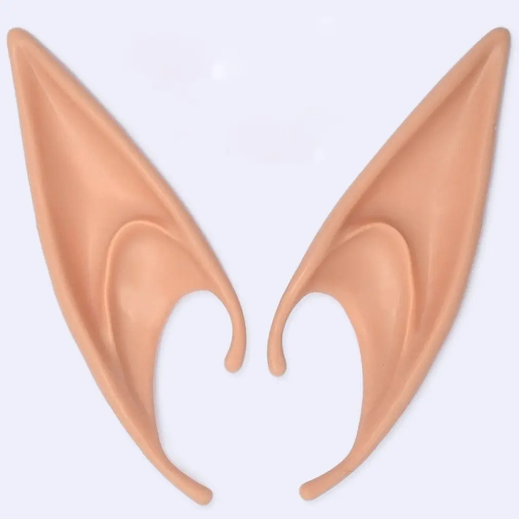 1Pair Cosplay Angel Latex Soft Harmless False Elf Ears Fairy Angel Elf Ears Halloween Masquerade Party Festive False Ears Props