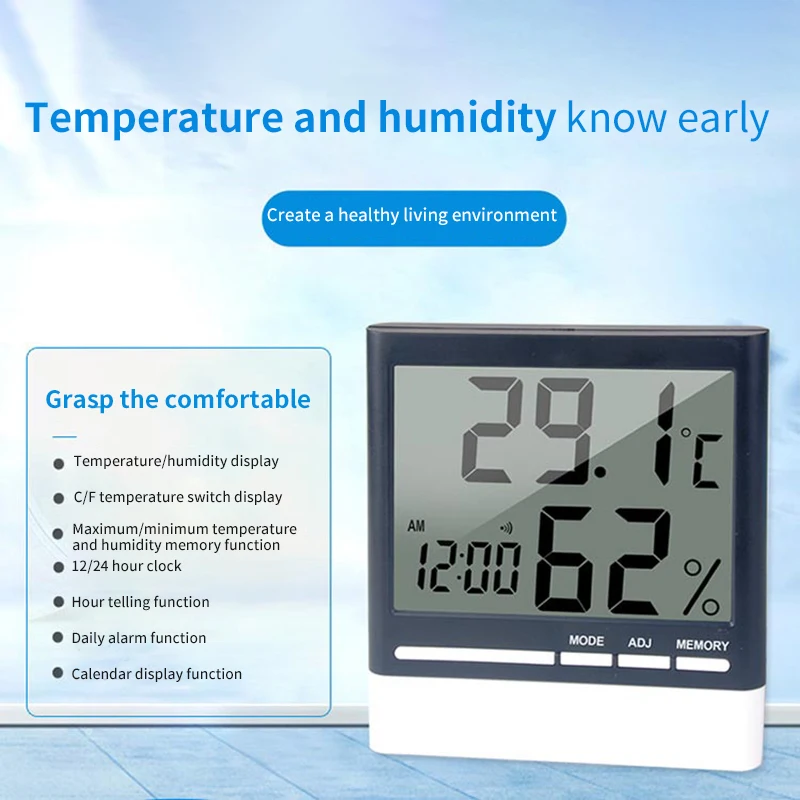 

Temperature Hygrometer Intelligent Multi-Function Large Screen Digital Display Household Electronic Thermometer And Hygrometer