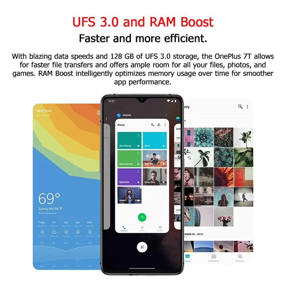 Смартфон в наличии OnePlus 7T 8 ГБ 256 128 Восьмиядерный процессор Snapdragon 855 Plus AMOLED экран 90