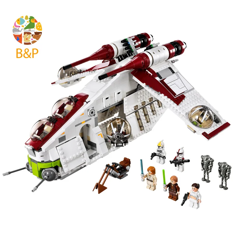 

Star 75021 Wars Series The Republic Gunship Set Model Building Blocks Bricks Toys Compatible with 05041 for Children
