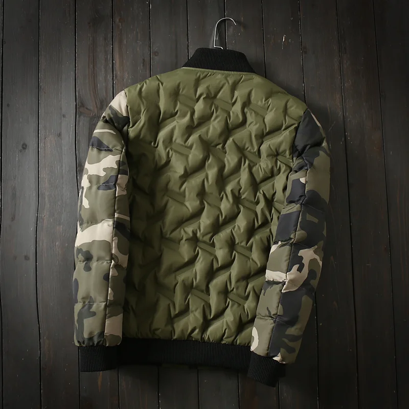 

Повседневная мужская камуфляжная хлопковая куртка в Корейском стиле, облегающее мужское теплое пальто на молнии с карманами и воротником-стойкой, новинка на осень-зиму
