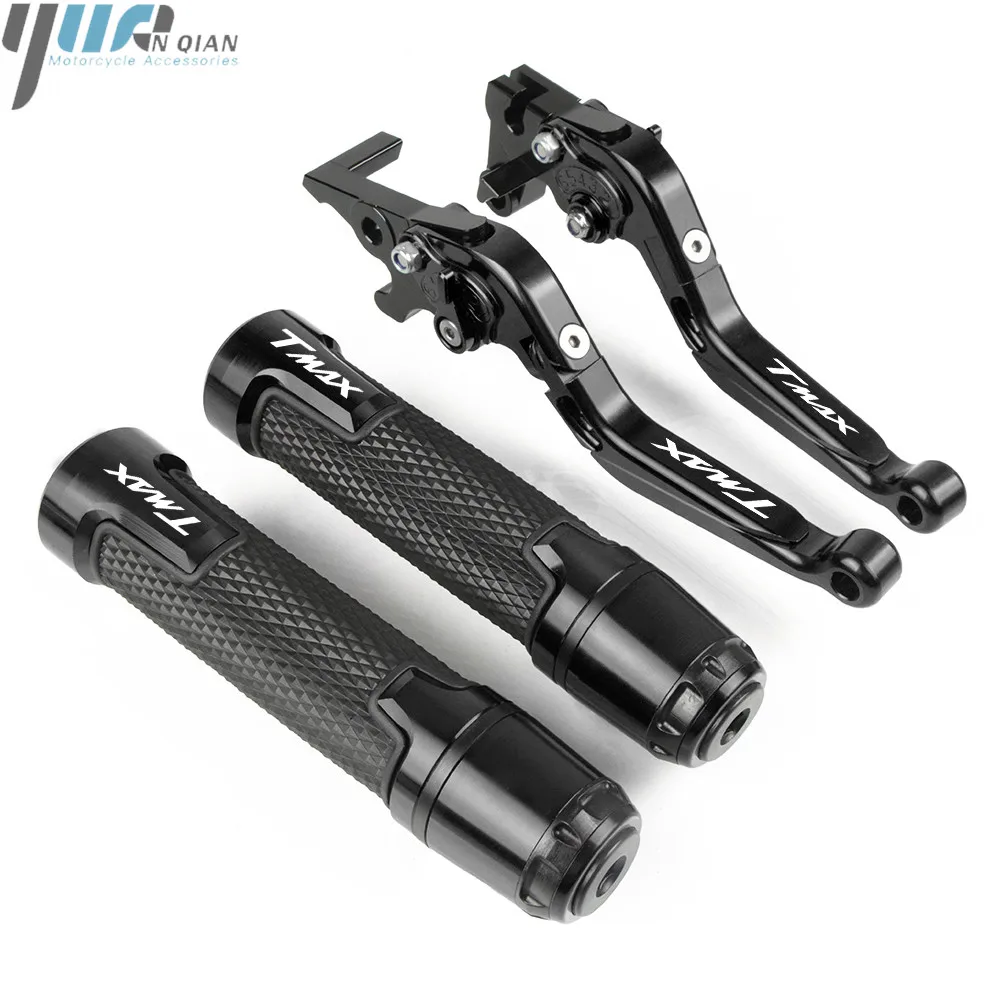 

Motorcycle Accessories Adjustable Racing Brake Clutch Levers motor Handlebar Hand Grips Set For YAMAHA TMAX 530 500 2001-2007