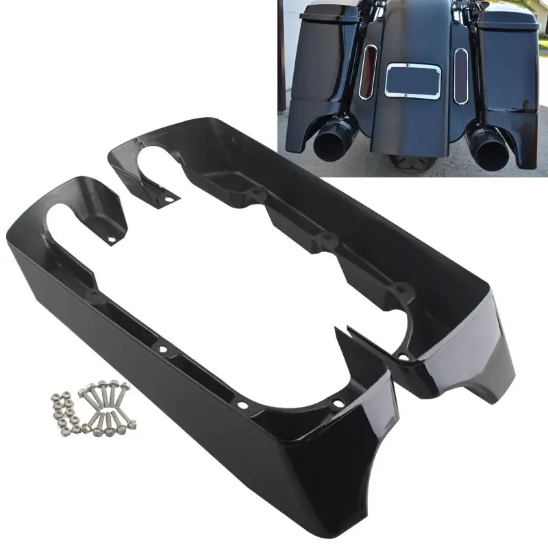 Motorcycle Gloss Black Hard Stretched SaddleBag Extension For Harley Touring FLHT FLTRX FLHR FLHX 2014-2020 Models