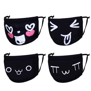 

1/4PCS Cloth Cartoon Face Cover Polyester Washable Anti-dust Reusable Mouth Face Covers Windproof mondkapjes Large Stock To US