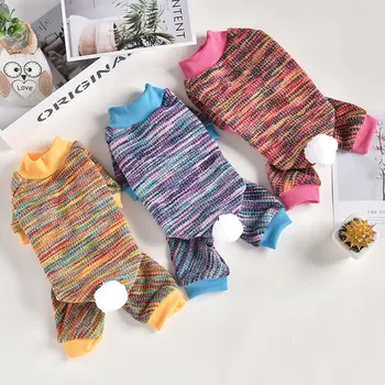 

Pet Autumn Winter Pajamas Rainbow Warm Clothes For Dogs Pet Homewear Jumpsuit Pet Clothes Pet Clothing Outfit OZ