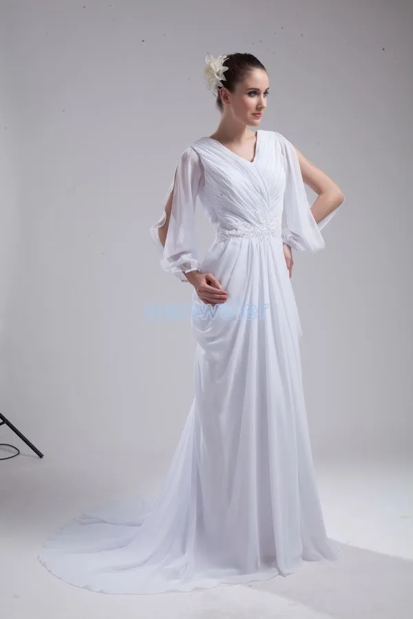 

free shipping formal gowns 2018 long sleeve mother of the bride gown white debutante gowns chiffon mother of the bride dresses