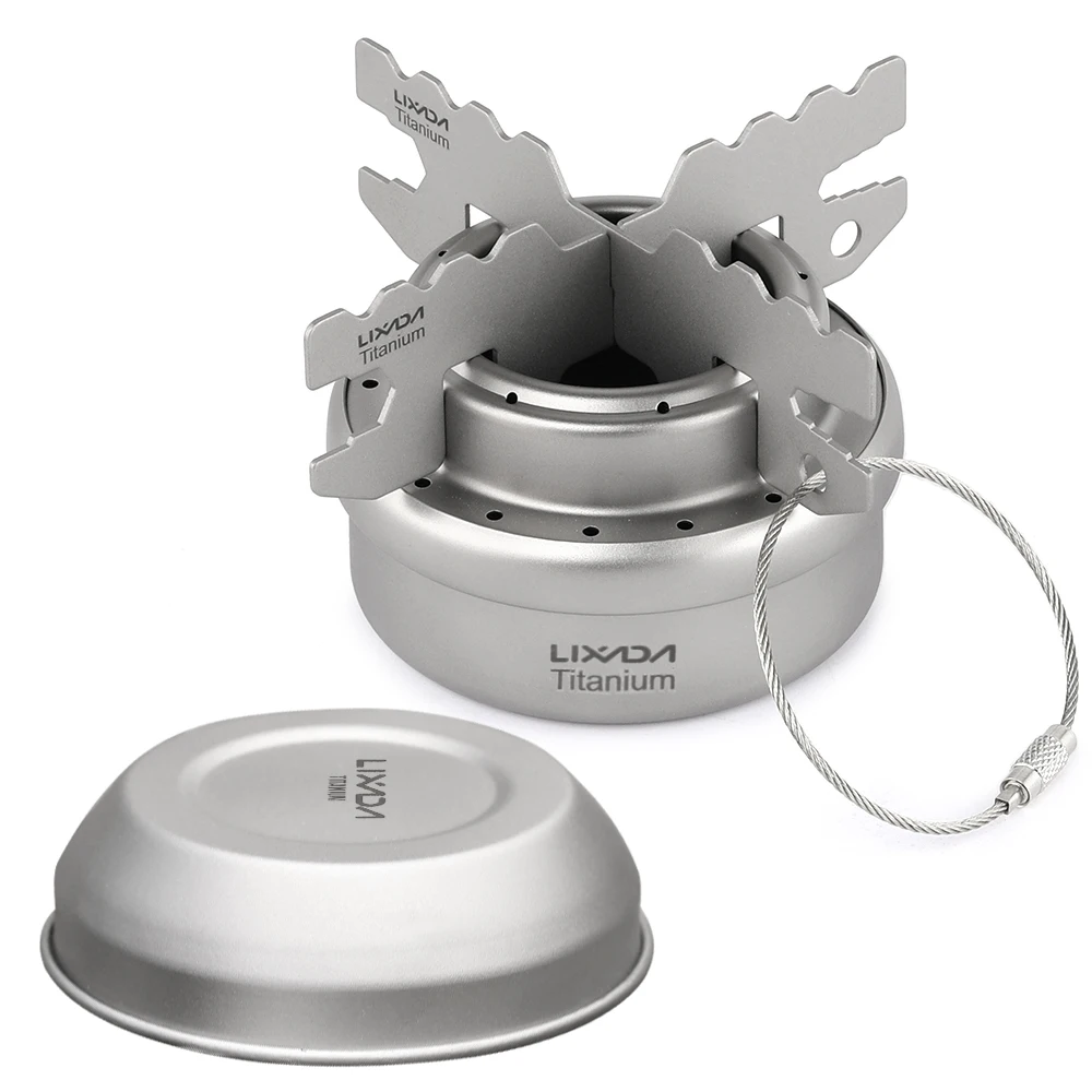 

Lixada Outdoor Camping Mini Titanium Alcohol Stove Portable Hiking Cooking Picnic Alcohol Stove Burner Camping Stove with Lid