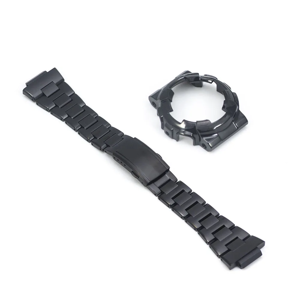 Black Set GA100 часы набор модификация ремешок для часов ободок/чехол Металл 316L нержавеющая сталь - Цвет ремешка: Black Set