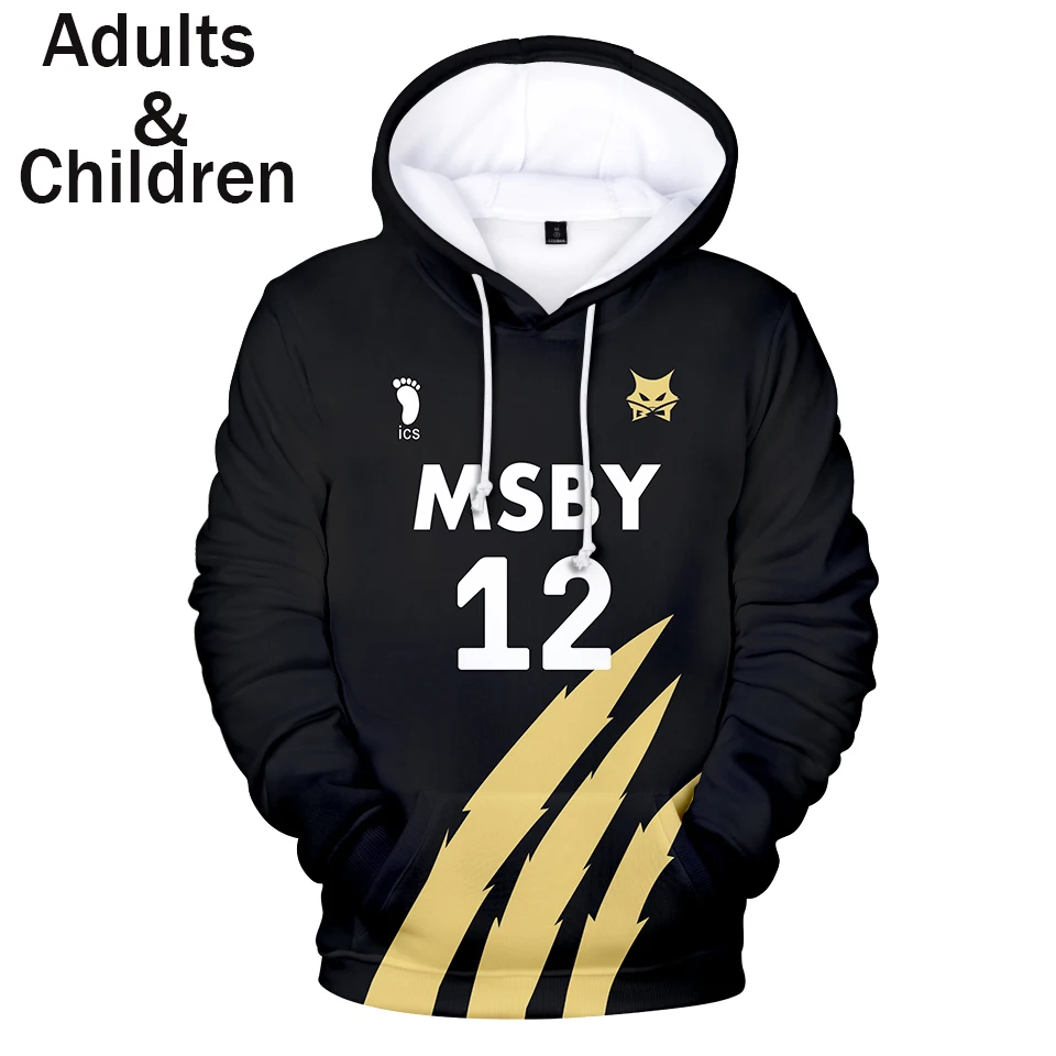 

Fashion 3D Anime Haikyuu!! Hoodies Men Sweatshirts Women Autumn Kids Anime Hoodie 3D MSBY 12 Boys Girls Black Pullovers