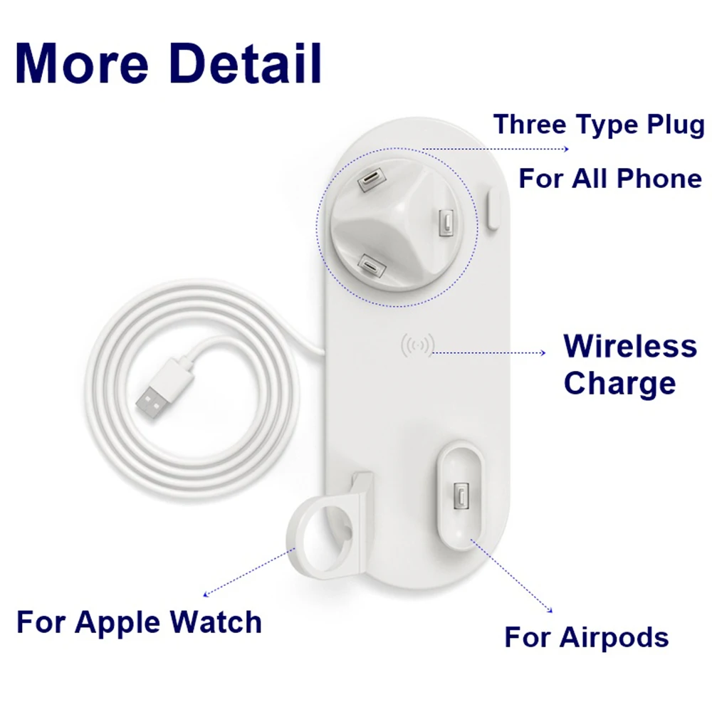 Новейшая беспроводная зарядная станция 10 Вт Qi 7 в 1 для быстрой зарядки мобильных телефонов Airpods Apple Watch Series