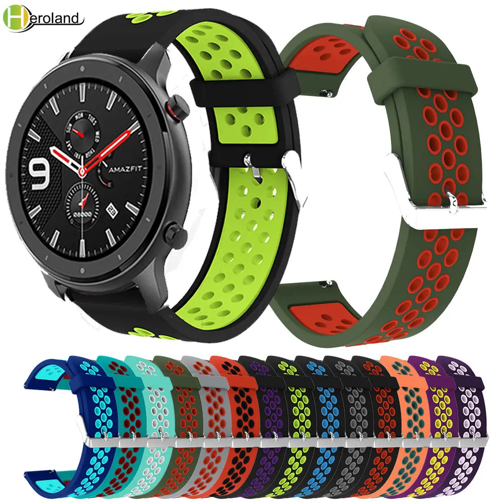 Силиконовый ремешок с круглым отверстием 22 мм для Huami Amazfit GTR 47 мм/Amazfit Stratos 3 2/2 S Pace