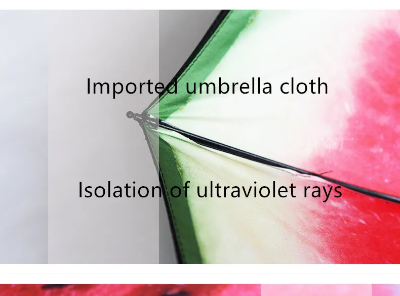 Watermelon Creative Sunshade Black Umbrella Rain Dual-use Three-fold Umbrella Black Plastic Printing Umbrella