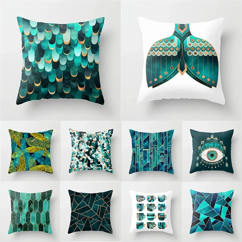 

45*45cm Devil's Eye Pattern Pillowcase Blue Blue Car Cushion Cover Home Sofa Chair Decorative Pillow Case Home Decoration