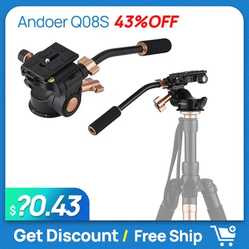 

Andoer Q08S Aluminum Alloy 3-Way Damping Video Head Tripod Head with Pan Bar Handle for DSLR ILDC Camera for Tripod Monopod