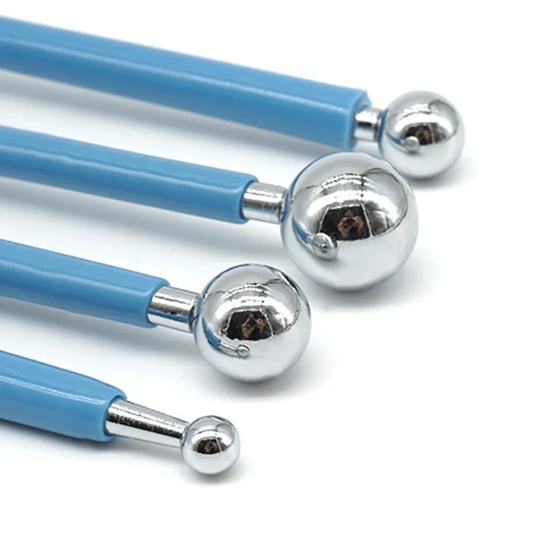 Bakery 4 jian tao Stainless Steel Spherical Carving Group Pill Bar Steel Eight Head Pen Fondant Clay Colored Clay Tool