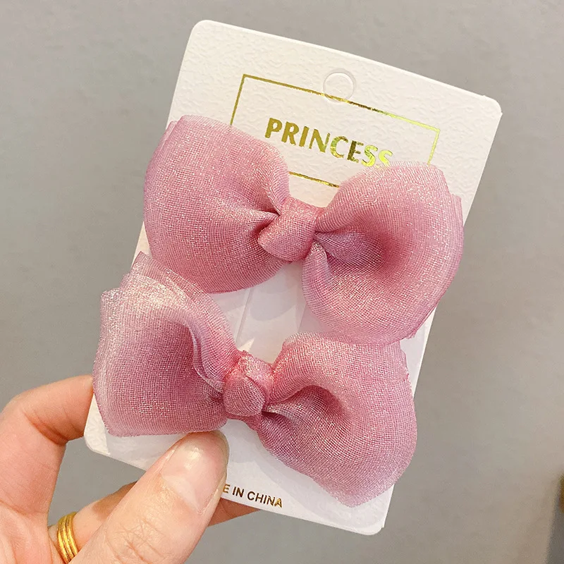 2PCS/onePair Bow Headgear Cute Sweet Little Girl Hair Accessories Summer Girls Net Red Clips Baby Hairpins Children Hair Clips 2PCS/onePair Bow Headgear Cute Sweet Little Girl Hair Accessories Summer Girls Net Red Clips Baby Hairpins Children Hair Clips