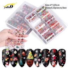YALIAO Noël Halloween Ongles Autocollants 10 pièces Holographique Feuille D'ongle Autocollants De Transfert D'eau bricolage Décorations Manucure(China)
