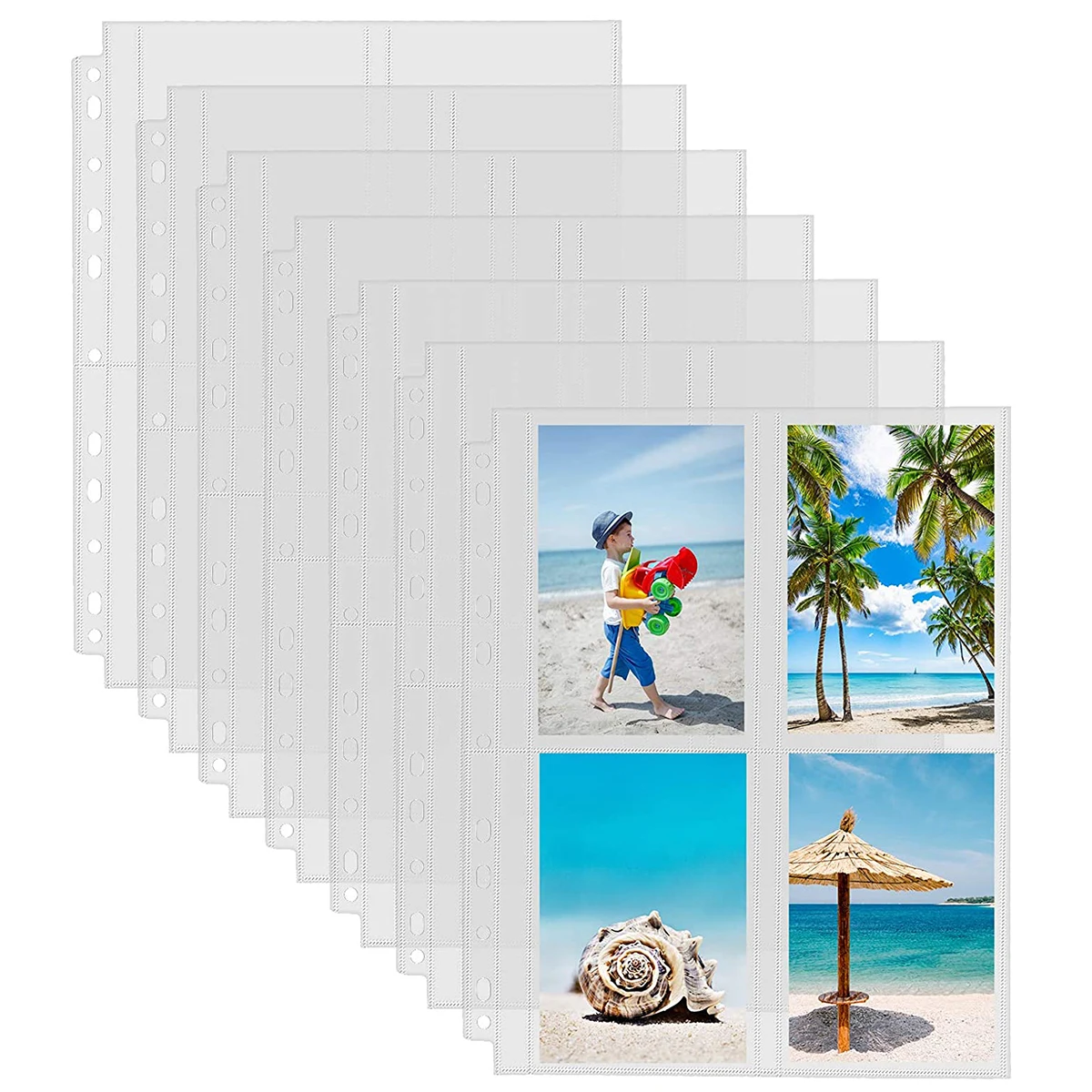 11 Hole Heavy Duty Photo Page Protector Plastic Clear Photo Album