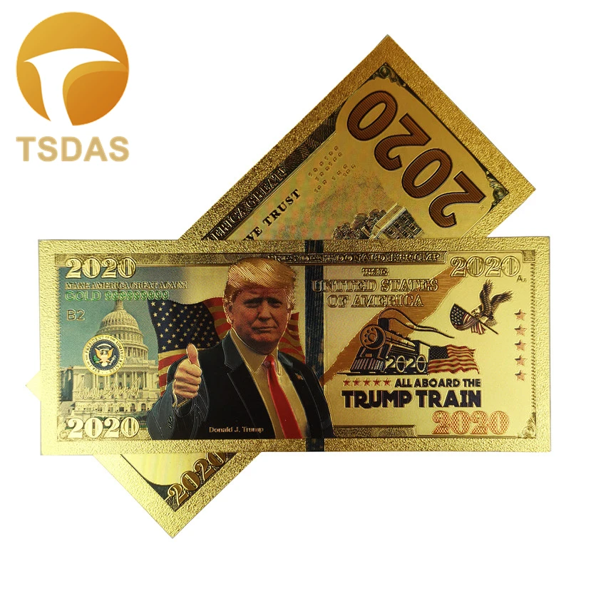 10 шт./партия, президент Дональд Трамп, цветные банкнота из золотой фольги, банкноты в подарок