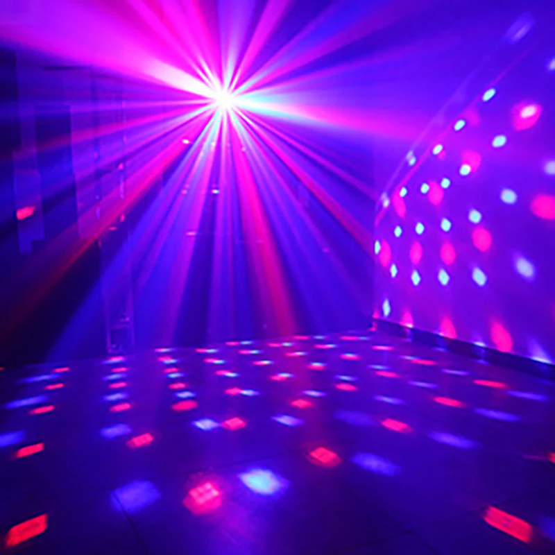 Светодиодный прожектор для сцены, дискотек Лазерное освещение RGB DJ лампа диско-шар звуковой активированный проектор свет для танцевальных залов баров вечерние рождественские