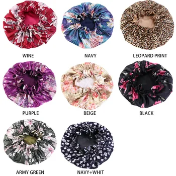 

Large Satin Linned Bonnet Sleep Caps Double-sided Reversible Bonnet Hat Silky Night Sleep Cover Cap Ladies Hair Styling Tool
