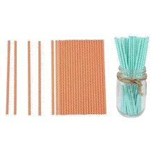 50X бумажные соломки для дней рождения свадьбы Baby Shower вечерние полосы, 25X Голубое озеро и 25X оранжевый
