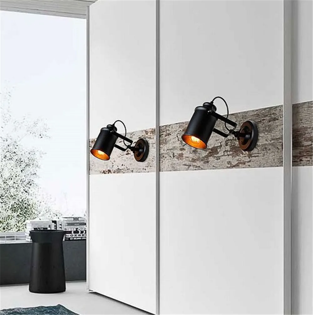 American Retro LED Wall Lamp Loft Style Adjust Sconce Wall Lights Black Rust Iron Light Home Decor Lighting Vintage Luminaire (1)