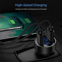 Anchtek Dual USB Car Charger 2 Port LCD Display 12-24V Cigarette Socket Lighter Fast Car Charger Power Adapter For Smart Phone