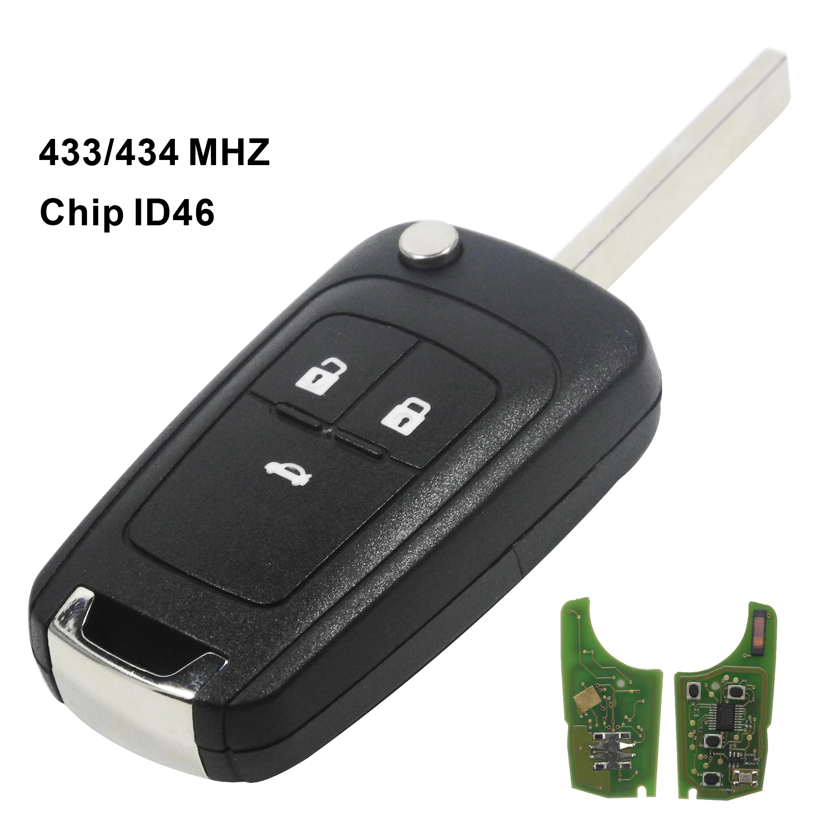Jingyuqin 2/3/4 кнопки Uncut дистанционного ключа автомобиля DIY для Chevrolet Cruze Aveo Орландо парус 2 кнопки с 433 МГц ID46 PCF7931E чип - Количество кнопок: 3 Кнопки