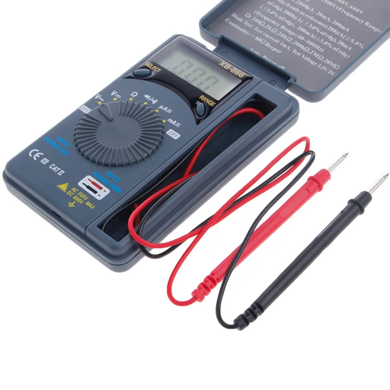 XB866 Mini Auto Range LCD Voltmeter Tester Tool AC/DC Pocket Digital Multimeter