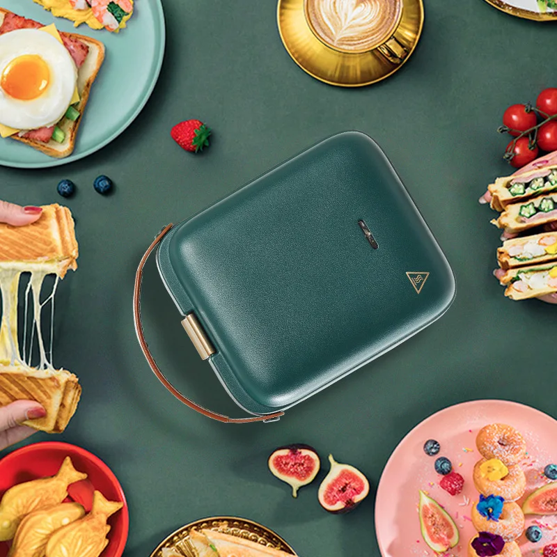 분리형 가정용 전기 와플 메이커 아침 식사 기계, 미니 토스터, 휴대용 샌드위치 기계, 3 IN 1, 220V, 3 베이킹 트레이 