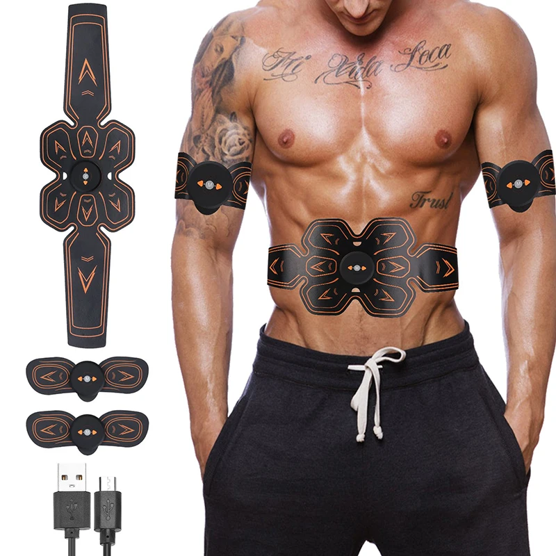 EMS Muscle Stimulator ABS Men Abdominal Muscle Trainer Smart Fitness Slimming Waist Belt Body Muscle Exerciser USB Rechargeable