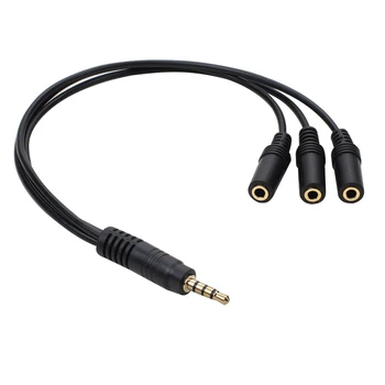 

High black Audio cable DC3.5 stereo male points stereo female 30cm one minute and three extension lines 3 levels 3 sections
