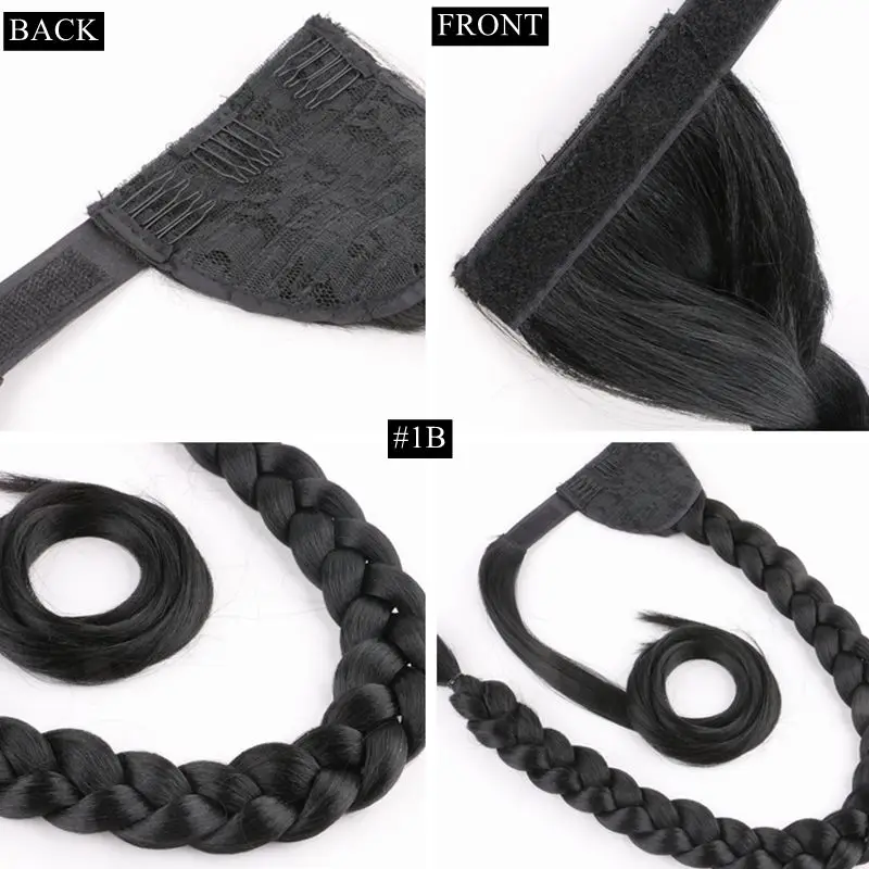 Jumbo Pre Braided Ponytail 90cm 36inch Long Black Brown Burgundy Blonde Ombre Color Wrap Around Box Braids